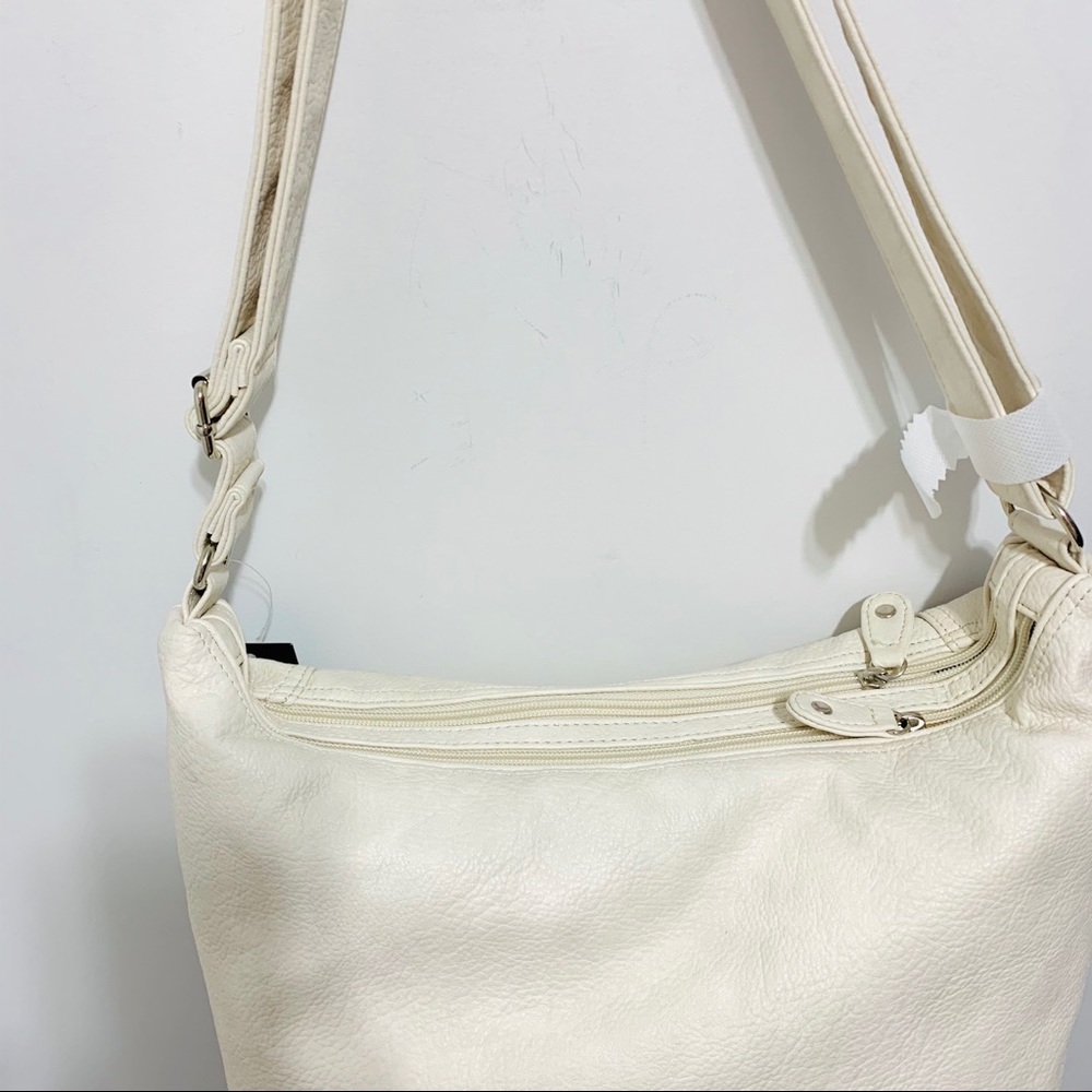 🆕 Bueno Solana Washed Large White Leather Hobo Handbag - Picture 8 of 10